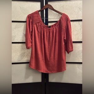 Women's Coral Smocked Top